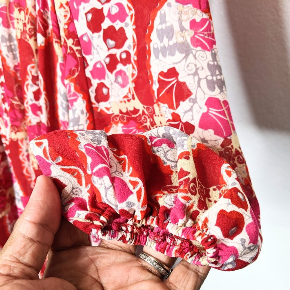 Chelsea & Violet Red Floral Puff Sleeve Maxi Dress - Picture 7 of 11
